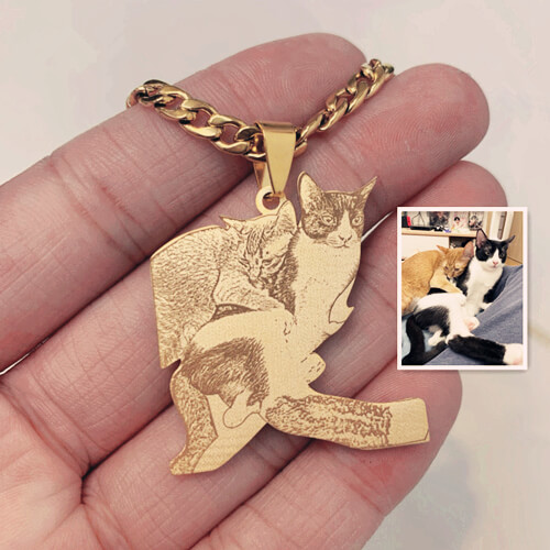 Wholesale personalized gold photo engraved pendant jewelry suppliers custom name cuban link chain necklace manufacturers